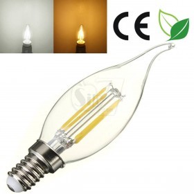 4W Transparent glass LED Filament Candle shape Bulb Light , New Technology and Wide Beam Angle