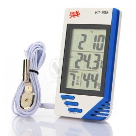 KT-908 LCD Dual Sensor Indoor Outdoor Digital Thermometer Hygrometer with Clock
