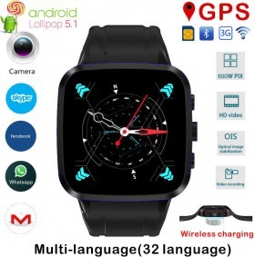 N8 Smart Watch Phone Android 5.1 with 8GB ROM, GPS, WiFi, Camera, Wireless Charger