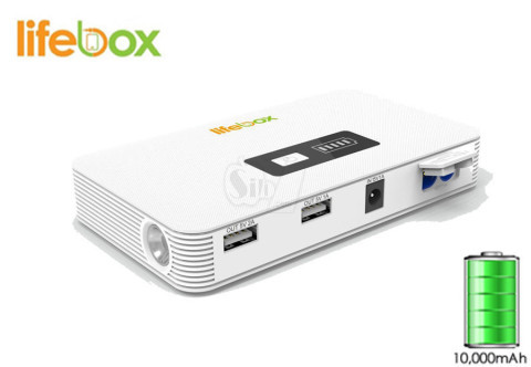 پاوربانک 10000 میلی آمپر لایف باکس با قابلیت جامپ استارت ماشین دارای چراغ قوه
