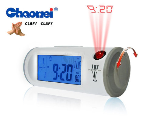 CHAOWEI CW8097 Clapping Controlled Backlight Projection Clock , Sound Activated LCD Digital Clock