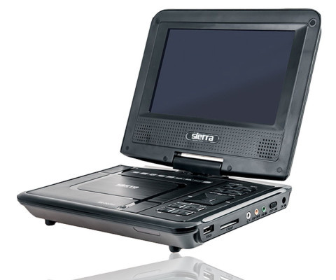 SR-PD751 Sierra 7 inch Rechargeable and Portable DVD Player + Analog TV Tuner + USB + Remote Control