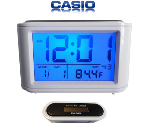 CASIO Solar LCD Digital Clock with Glow Light , Calendar and Thermometer