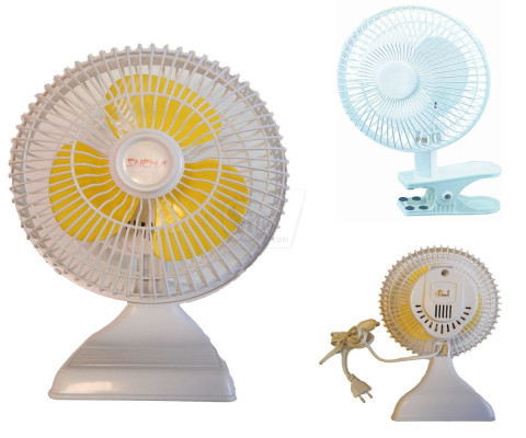 پنکه برقی اسنیها با قطر فن 14 سانتیمتری دارای دونوع پایه کلیپسی و رومیزی