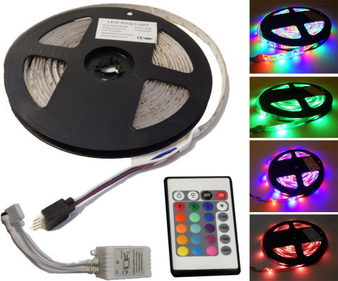 SMD3528 60LEDs/m 5 meter Full Pack RGB LED Strip with remote control