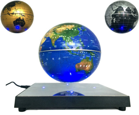 کره معلق مغناطیسی بزرگ شگفت انگیز با پایه تخت آینه ای چراغدار