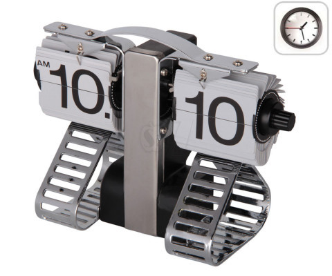 2 side Modern Metal Robot shaped Retro Auto Flip Page Clock