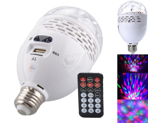 SK42A E27 RGB 5W LED Stage Light  Bulb with USB/TF Music Player  Speaker and FM Radio , Remote Control