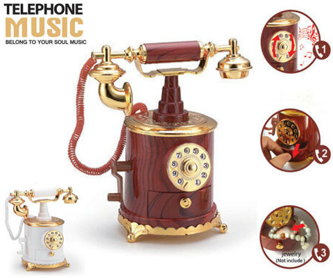 My6059 Classic Telephone Shape Mechanical Music Box and jewelry box Musical Toy Decoration