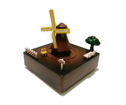 Mini Around the city Windmills Shape Mechanical Music Box and Musical Toy Decoration
