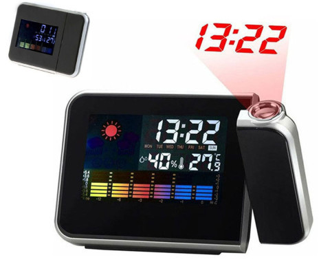 DS-8190 Weather Station Digital Alarm Projection Clock with Color LCD Screen , Thermometer, hygrometer and Calendar