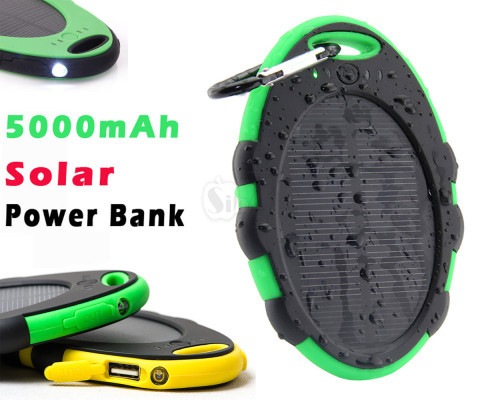 شارژر خورشیدی 5000 میلی آمپری ضد آب و ضد ضربه چراغ قوه دار طرح تخم مرغی