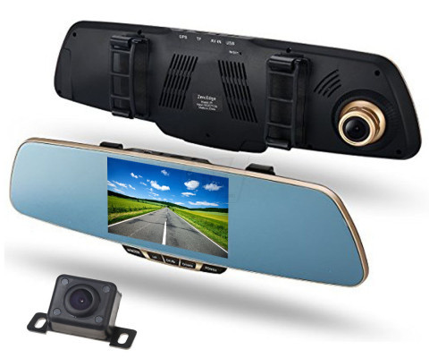 Zero Edge Car Rear View Mirror with Large Screen 5 inch Full HD 1080P Display and Dual lens Car Camera