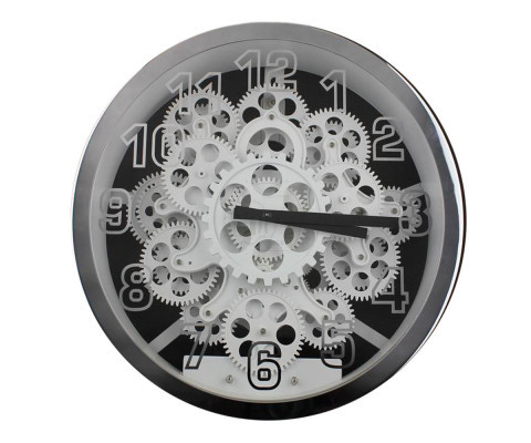 Glass surface Modern fashion  3D art luxury Metal Wall Gear Clock