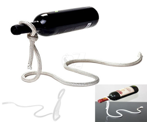 پایه جادویی رومیزی جهت نگهداشتن بطری به شکل ریسمان و طناب سفید