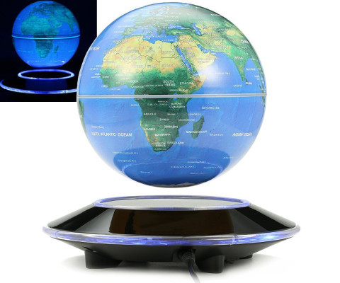 کره زمین معلق درهوا شگفت انگیز مغناطیسی با پایه چراغدار طرح بشقاب پرنده