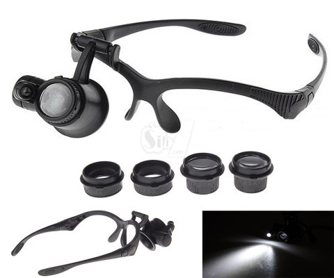 ذره بین عینکی تک چشمی چراغدار 4 لنز مدل 9892اف