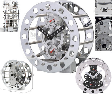 ساعت چرخ دنده ای آلارم دار کرومی مدل 03