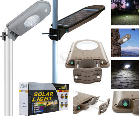 چراغ خورشیدی بزرگ دارای سنسور حرکتی جهت افزایش اتوماتیک نور هنگام عملکرد حسگر با قابلیت اتصال به میله یا دیوار