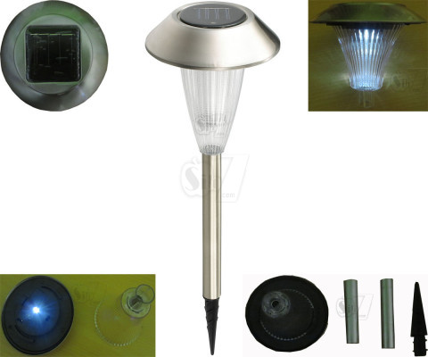 چراغ خورشیدی باغچه ای استیل نیزه ای مدل 140