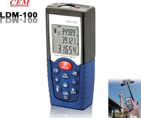 متر لیزری برند سم با برد 50 متری و قابلیت اندازه گیری فاصله و محاسبه مساحت و حجم