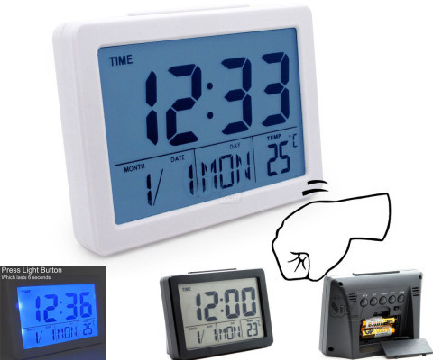 051 Multifunction Digital Alarm Clock with Vibration and Voice Control Sensor, LCD Backlight