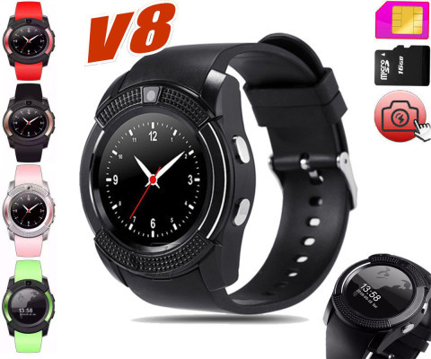 اسمارت واچ و موبایل مچی هوشمند وی8 سیم کارت خور مستقل دارای دوربین، بلوتوث، قدم شمار