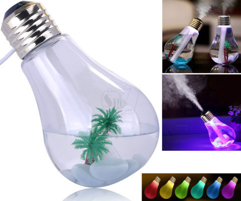 مینی بخور سرد یو اس بی به شکل لامپ حبابی بزرگ با چراغ رنگارنگ