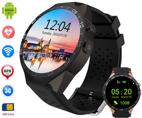 ساعت مچی هوشمند سیم کارتخور مستقل مدل کا دبلیو88 با سیستم عامل آندروید 5.1 و دوربین 2 مگاپیکسلی و وای فای