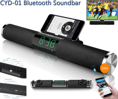 CYD-01 Subwoofer Bluetooth Sound Bar with LED Clock