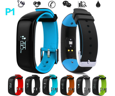 دستبند هوشمند بلوتوثی پی1 ضد آب با قابلیت نمایش فشارخون و ضربان قلب، آیدی کالر، قدم شمار و ساعت زنگدار