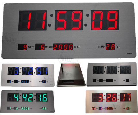 TL3515 Metal Surface Digital Clock with Temperature and Calendar