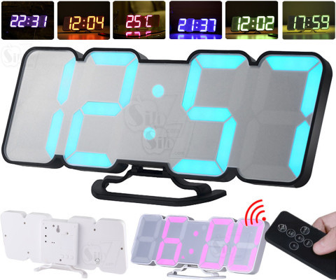 Modern 3D Segment Colorful Digital LED Clock With Remote Control