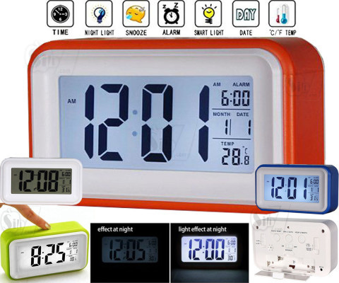 CASIO New Light Sensor Digital Alarm LCD Clock with Calendar and Thermometer