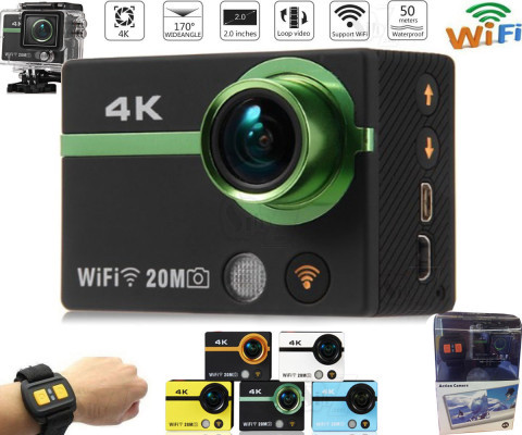 Wifi 4K Ultra HD Waterproof Sports Action Camera with RF Remote Control Helmet