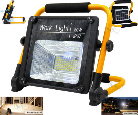 W744 Work Light IP67 COB Flood Lights with Solar Panel