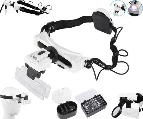 ذره بین مدل 9892E1 هدبندی چراغدار 8 لنز