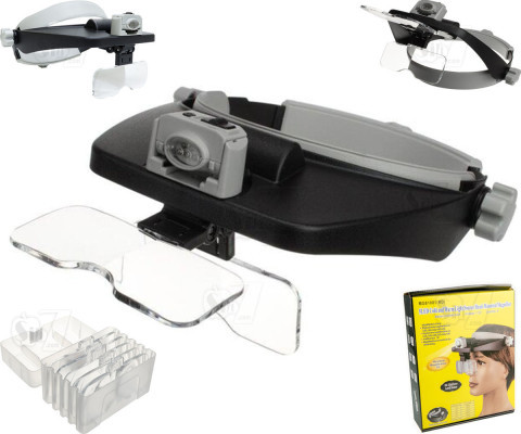 MG81001)RD) 5 LED Cold and Warm light source head mounted magnifier