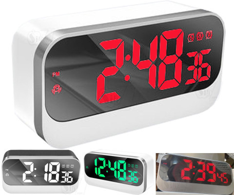 Digital clock LED desk 3 alarm clock with Second and Mirror display