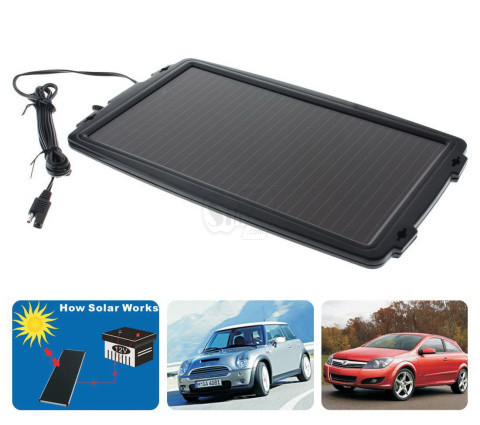 TOPRAY 2.4W 137mA 12Volt Weatherproof Solar Trickle Car Battery Charger with Alligator Clips