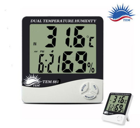 TEM881 LCD Digital Indoor Thermometer Hygrometer with Clock