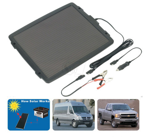 شارژر خورشیدی باطری ماشین 12 ولتی 4.8 واتی مارک توپرای با خروجی فندکی یا انبرک با توان 300میلی آمپر