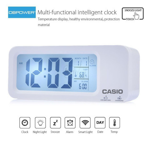 ساعت شارژی رومیزی دیجیتالی کاسیو مدل 011 دارای سنسور تاریکی و دکمه لمسی