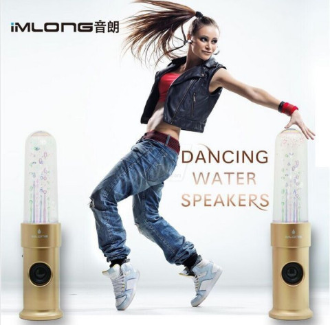 iMLONG SWD-02-TF Original Bullet shape live water dancing speakers (Pill) TF card support & LED brilliant light A pair Hi-Fi Speakers