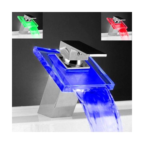 شیرآب چراغدار لوکس استیل با ریزش آبشاری و سنسور حرارتی