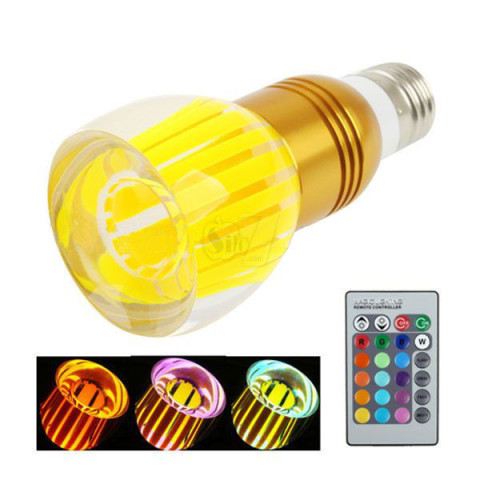 3W RGB Crystal 16 color E27 LED light and Mushroom shape glass bulb with Remote Control