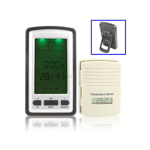 KG218 Wireless Weather Station LCD Display Clock with Perpetual Calendar, Temperature, Humidity, Remote Sensor, Weather Forecast Tendency, Alarm, LED Backlight
