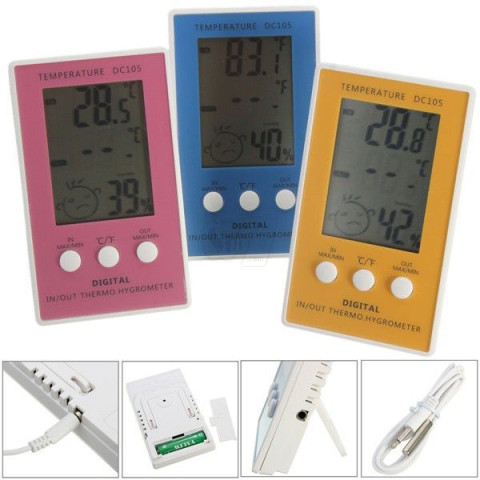 DC105 LCD Digital Indoor Outdoor Hygrometer Thermometer for Measure Humidity and Temperature