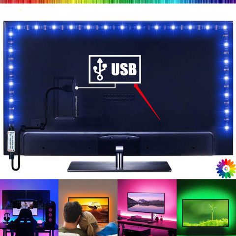 Multi Color Mood Light for TV, USB strip light with Bluetooth control capability