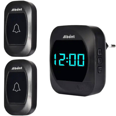 زنگ اخبار بیسیم دو شاستی صفحه نمایش دار مدل 2R195-BB مشکی